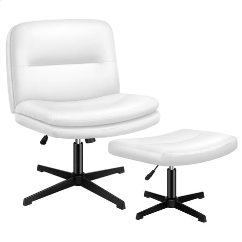 ALFORDSON Office Chair Computer Executive Seat Work Ottoman PU Leather (White)