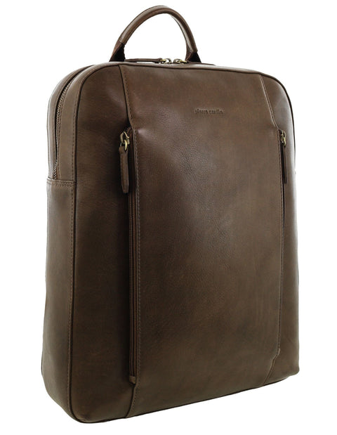 Pierre Cardin Men's Leather Functional Business/Laptop Backpack Bag 40cm Oak
