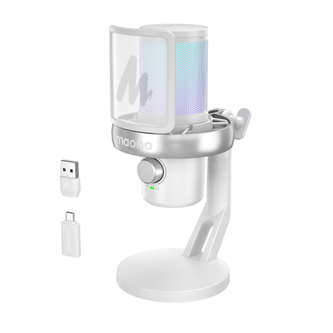 MAONO DM40 Pro USB/Wireless Gaming Desktop Microphone (White)