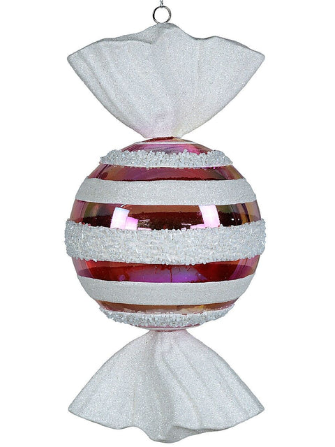 Christmas Warehouse - DECRH040 Whimsical Pink Iridescent Stripe Lolly Large Display Ornament | 30cm Pink & White