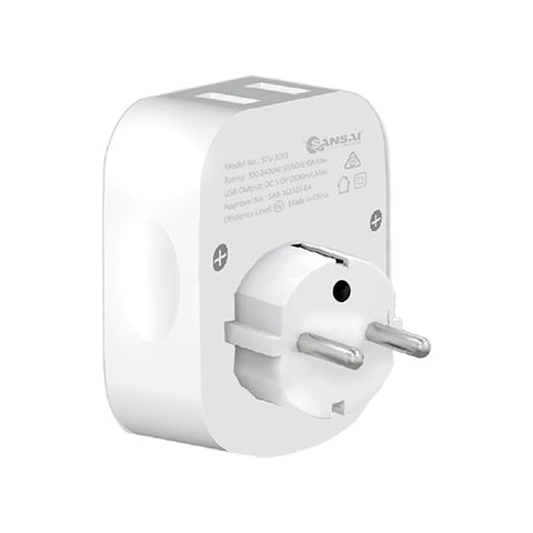Sansai Travel Adaptor with 2 x USB Ports - AU/Europe Region