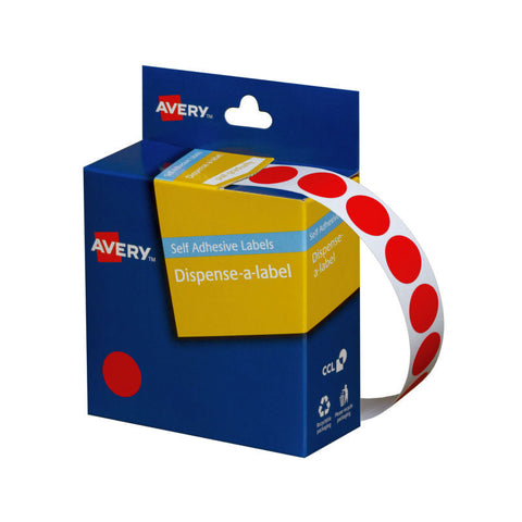 Avery Red Dispenser Dot Stickers, 14 mm diameter [1050-Pieces]