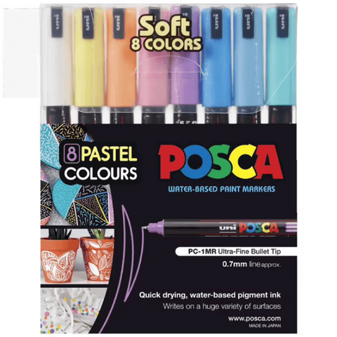 Uni Posca PC-1MR 0.7mm Pastel Markers (8 Pack)