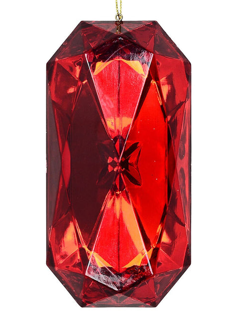 Christmas Warehouse - DECRH020 Ruby Red Faceted Acrylic Jewel Radiant Essential Ornament | 14cm Red