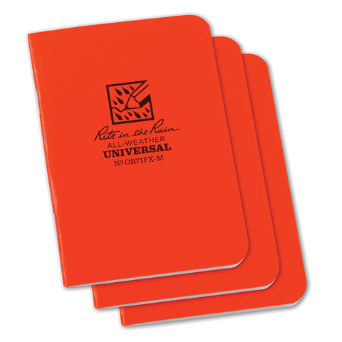 Rite in the Rain | Mini Stapled 3.25 x 4.625 Field Flex Notebook - Universal - 3 Pack - Blaze Orange - 3 Pack