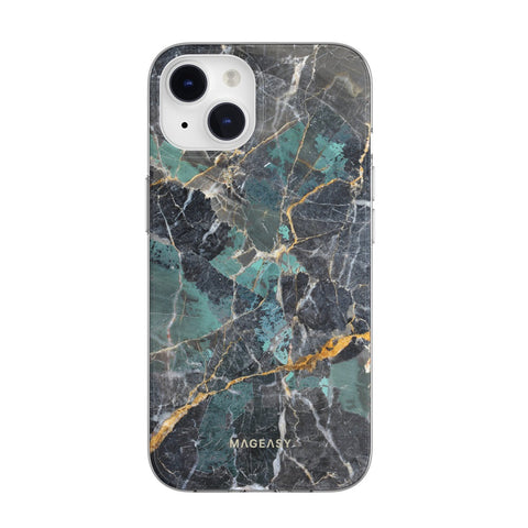 MagEasy Marble Case iPhone 14 - Emerald Blue