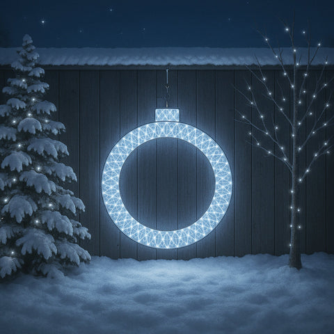 Lexi Lighting 2D 1.2M Mesh Christmas Bauble Ring with twinkle LED - White