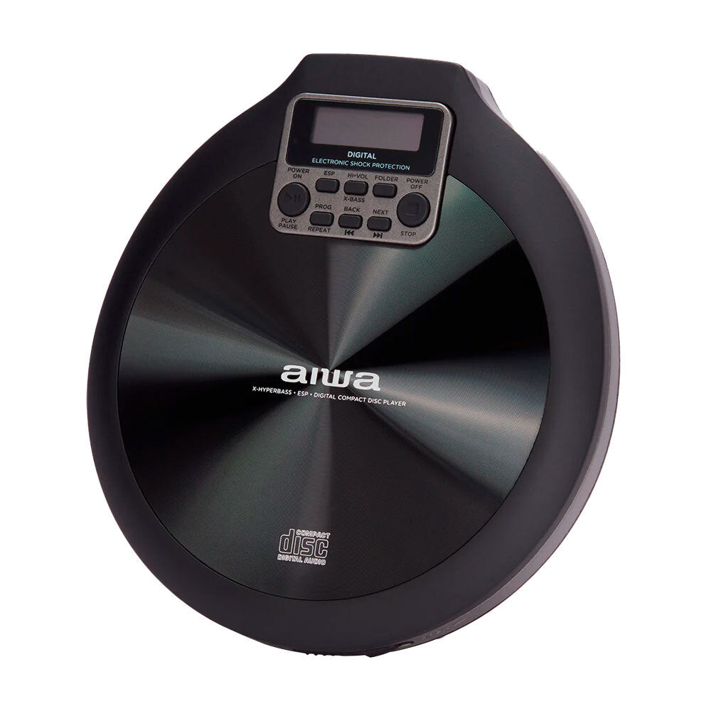 AIWA Portable Handheld CD Player with Rechargeable Batteries (Black) JB HiFi
