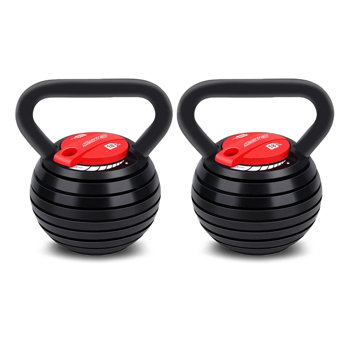 Powertrain 2x Adjustable Kettlebells Weights Dumbbell 18kg JB