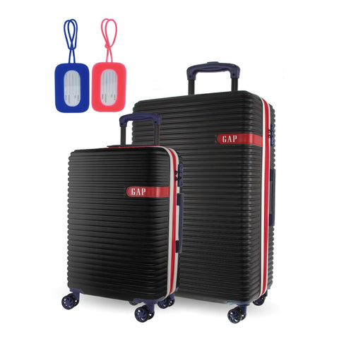 GAP Hard-Shell Suitcase Medium Cabin Luggage Set with Tag (Black) [2-Pieces]