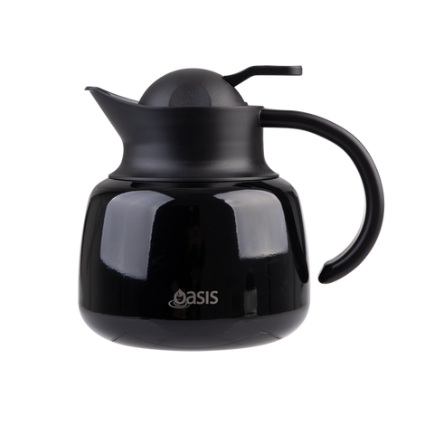 Oasis Stainless Steel Double Wall Insulated Teapot + Strainer 750ml - Black