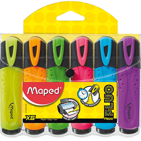 Maped 6 Pieces Fluo Peps Highlighter Wallet [4 Pack]
