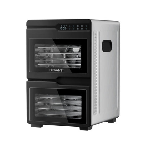 Devanti 12 Trays Food Dehydrator Dual-Zone Stainless Steel Fruit Jerky Dryer