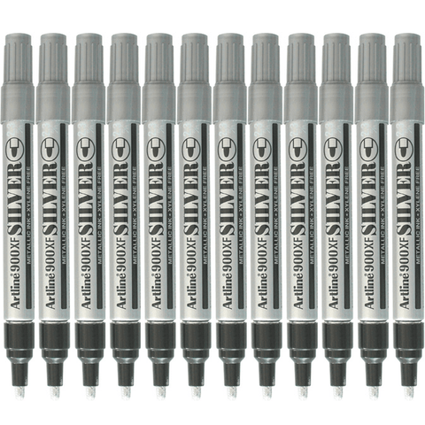 Artline 900XF Box 12 Paint Marker Bullet Tip Nib 2.3mm (Metallic Silver)