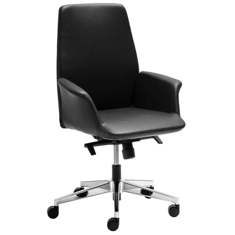 Rapidline Accord Office Chair Medium Back Genuine Leather (Black)