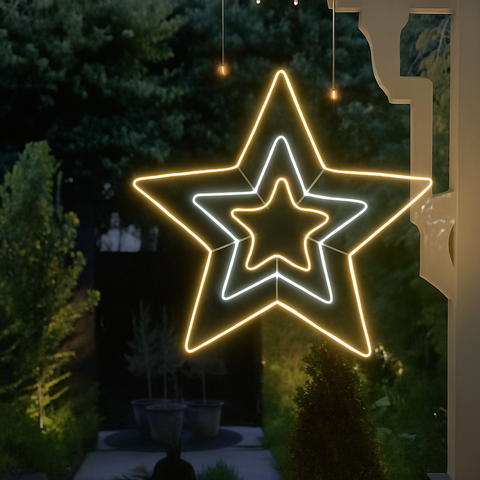 Lexi Lighting 80cm Neon Star Christmas Lights Warm White+White