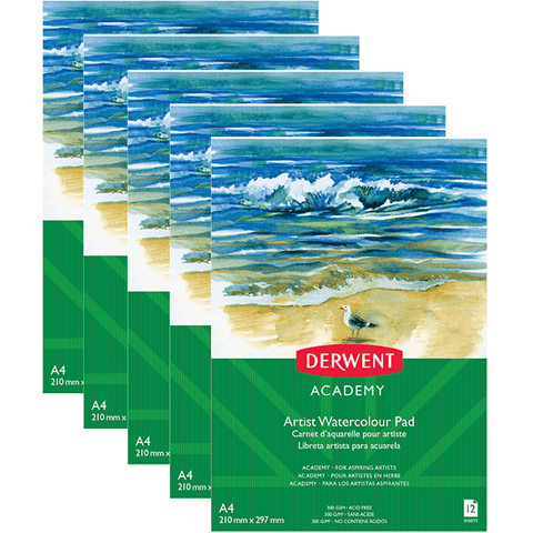 Derwent R31220F Academy Watercolour Pad Portrait 12 Sheets (A4)
