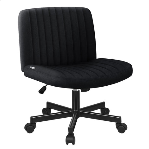 ALFORDSON Office Desk Chair Computer Armless Wide Seat Mid Back Fabric (Black)