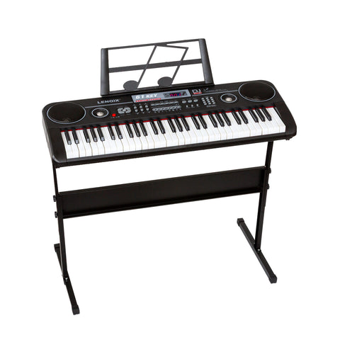 Lenoxx 61-Key Electronic Learning Piano Keyboard with Music Stand Holder