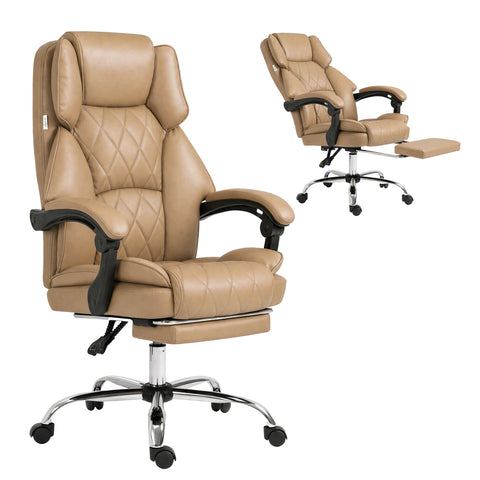 Artiss Executive Office Chair Leather Footrest (Espresso)