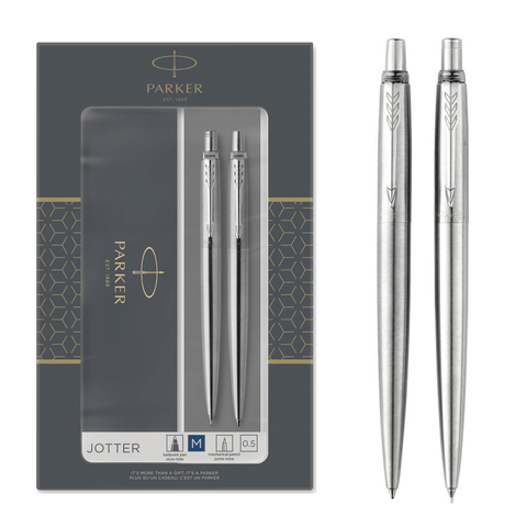 Parker Jotter Ballpoint Pen And Mechanical Pencil Gift Set (Stainless Steel)