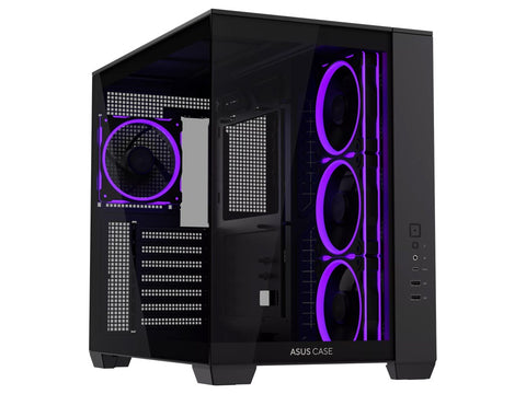 ASUS A32 PLUS TG ARGB Dual Chamber Panoramic Tempered Glass ATX Mid Tower Case - Black
