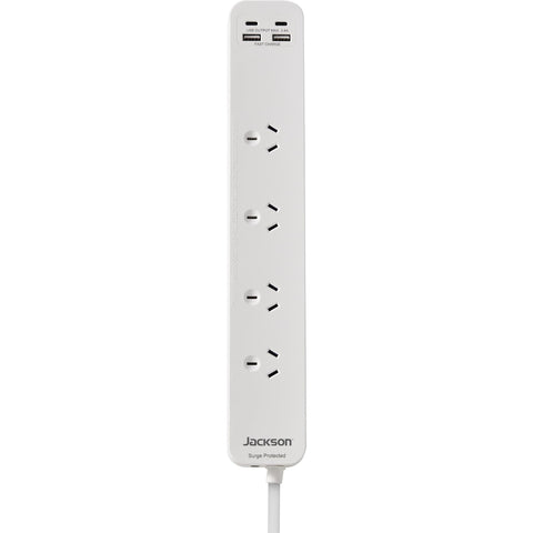 Jackson Surge Protected Board w/ 4 x Power Socket, 2 x USB-C, 2 X USB-A Outlets