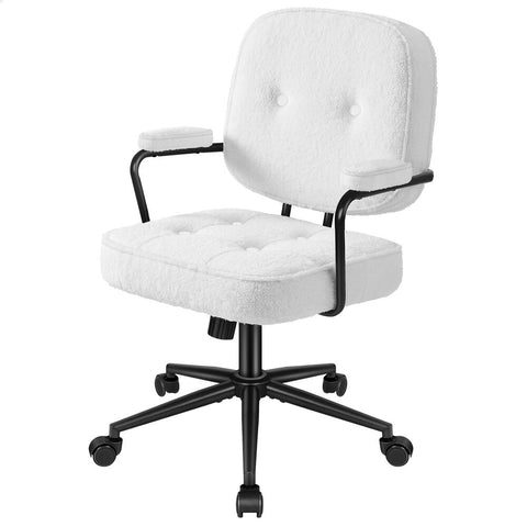 ALFORDSON Office Chair Ergonomic Executive Computer Work Seat Boucle (White)