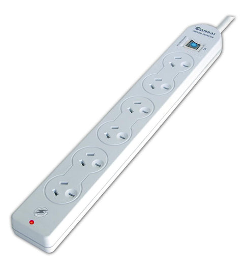 Sansai 6-Outlet Master Switched Surge Protected Power Strip Board