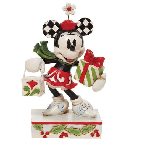 Jim Shore Disney Traditions - Minnie Mouse Christmas - Minnie With Bag and Present