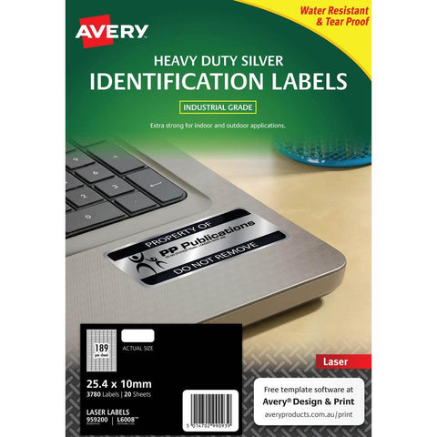 Avery L6008 Metallic Silver Labels 20pack