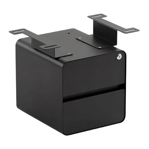 Desky Minimal Under Desk Cabinet - Black Melamine / Black