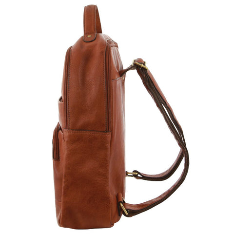 Pierre Cardin Rustic Leather Business Backpack/Computer Bag 30x36cm Cognac