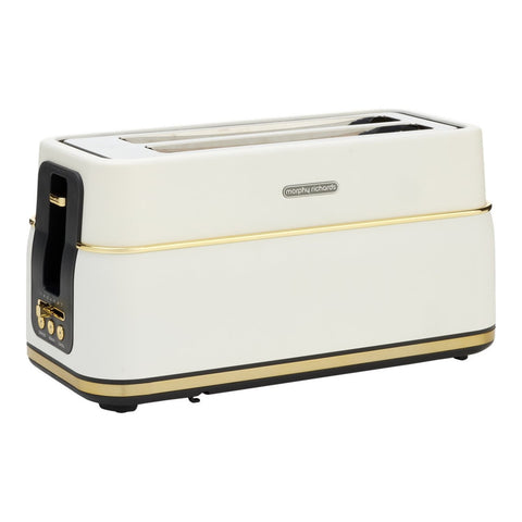 Morphy Richards Signature 4 Slice Toaster with Long Slots Soft Gold Matte White