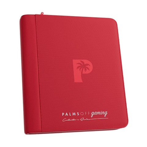 Palms Off Gaming Collector's Series 4 Pocket Card Loader TOP LOADER Clear Zip Binder - Red