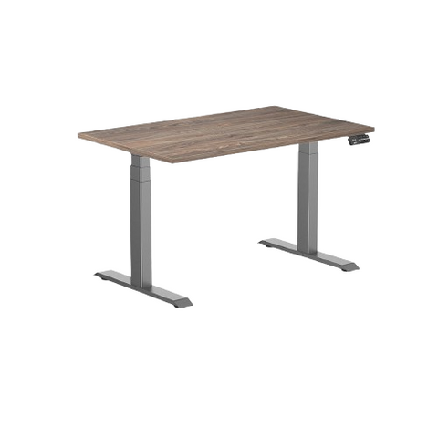 Desky Dual Melamine Sit Stand Desk 120cm Natural Walnut Desktop and Space Grey Frame
