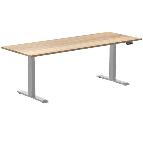 Desky Dual Hardwood Sit Stand Desk 2000x750mm (White Ash/Grey)