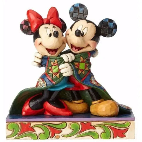 Jim Shore Disney Traditions - Mickey And Minnie Mouse Wrapped In Quilt Figurine