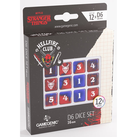 Gamegenic Stranger Things - Hellfire Club D6 Dice Set 12x - 16mm