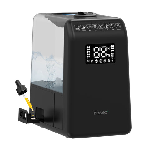 AROVEC Humidifier & Aroma Diffuser, 6L Cool & Warm Mist, 55 m² (Black)