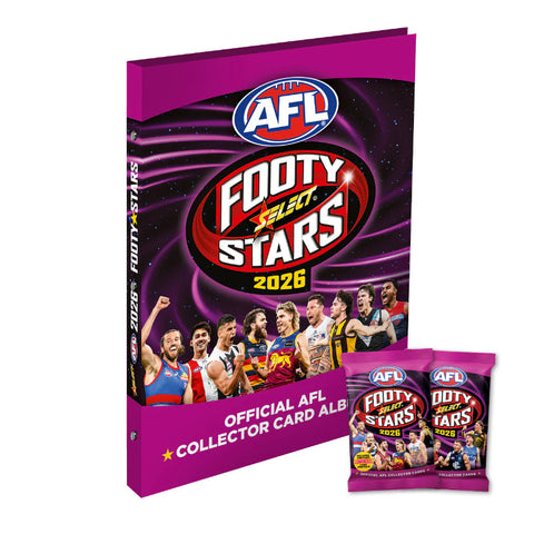 Select Cards 2026 AFL Footy Stars Binder Album w/ Two Packs of Collector Cards