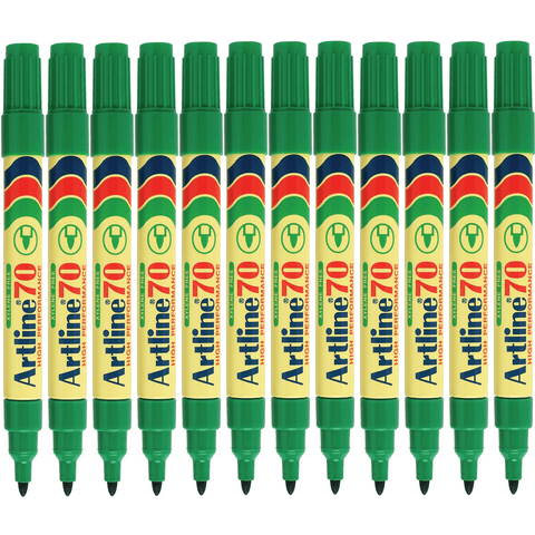 Artline 70 Pack 12 Permanent Marker 1.5mm Bullet (Green)