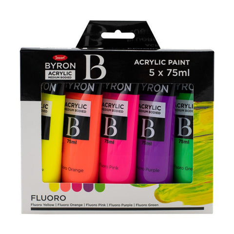 Jasart 5pc Byron 75ml Acrylic Paint Tube Set Medium-Bodied Art Painting Fluoro