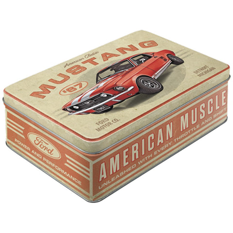 Nostalgic-Art Flat Storage Container Tin Ford Mustang GT 1967 Red 23x16x7cm