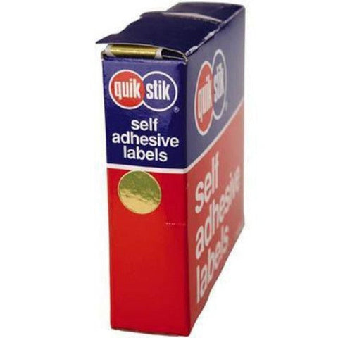 Quikstik Label Dispenser Circles 14mm Gold Pack 650 Stickers