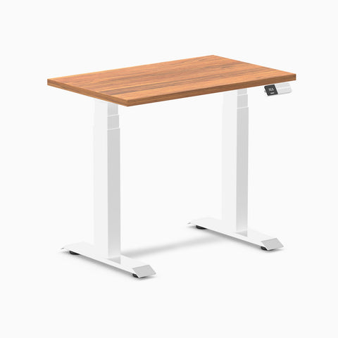 Desky Dual Mini Sit Stand Desk 800x500 Prime Oak Desktop and White Frame