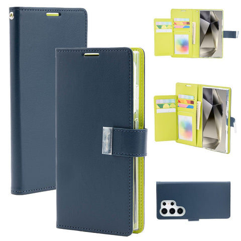 Goospery Rich Diary for Galaxy S24 Ultra - Navy