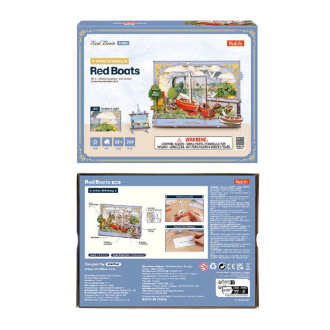 Robotime DIY Wood Bloom Craft Red Boats