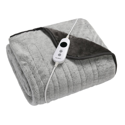 Dreamaker Faux Mink Electric Heated Throw Blanket [120x160cm] (Silver/White)