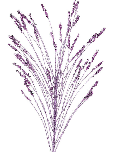 Christmas Warehouse - STEM2422 Light Orchid Lavender With Glitter & Sequins Long Christmas Stem | 63cm Light Orchid